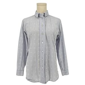 Lizwear Polka Dot Button Front Shirt Women's Size S Light Blue Casual